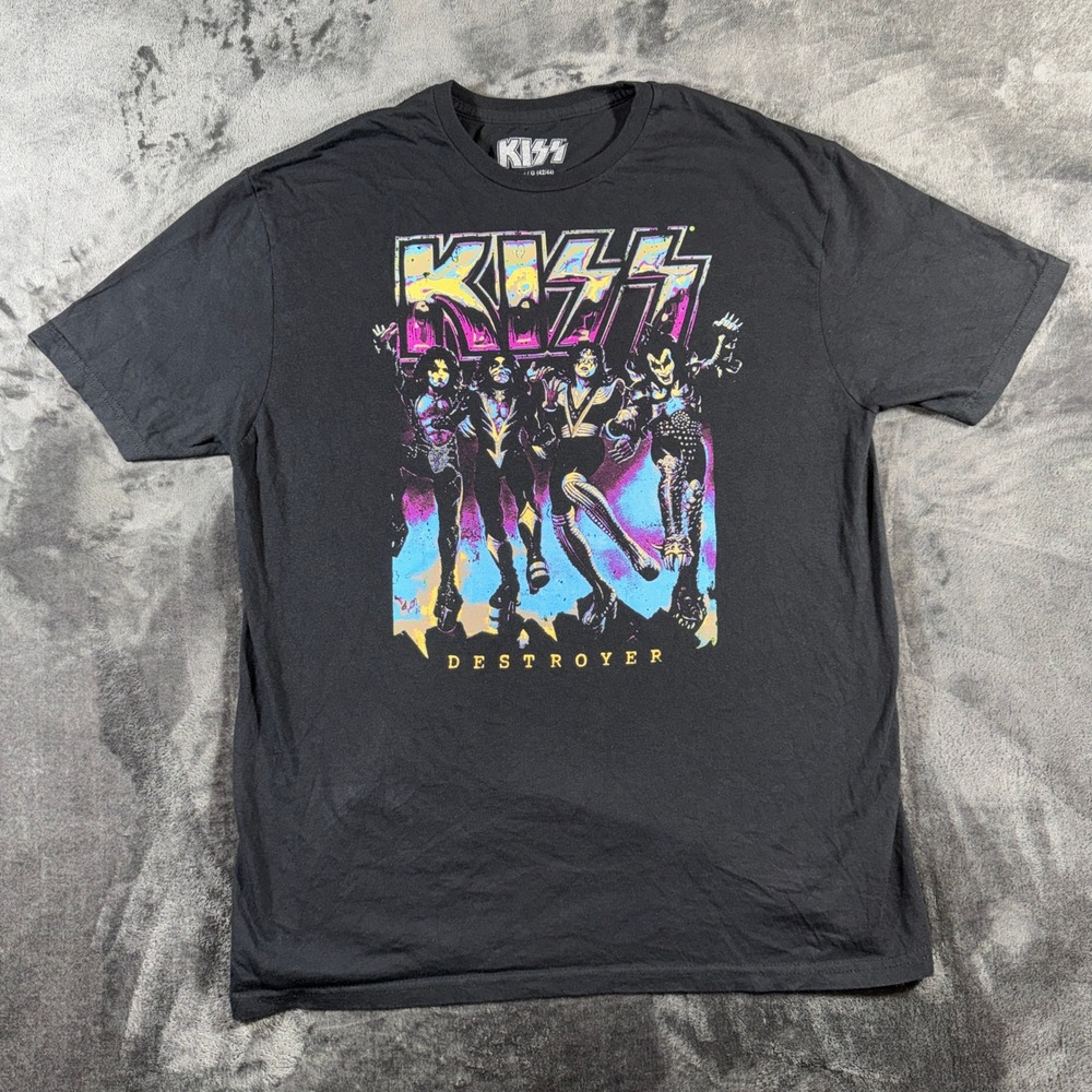 KISS Destroyer Graphic Tee Mens Large‎ Black Short Sleeve Rock Band T-Shirt